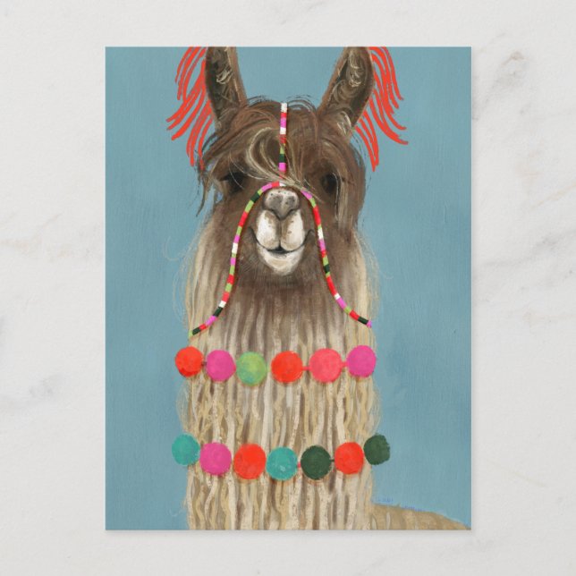 Adorned Llama - Brown Postcard (Front)