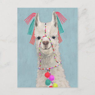 Adorned Llama - White Postcard