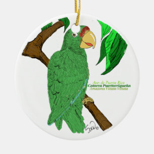 Adorno Cotorra de Puerto Rico Ceramic Ornament