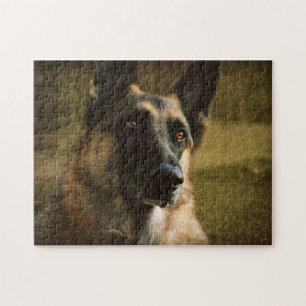 Adoroing German Shepherd Photo Jigsaw Puzzle