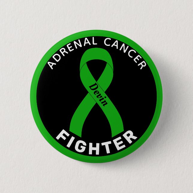 Adrenal Cancer Fighter Ribbon Black Button (Front)