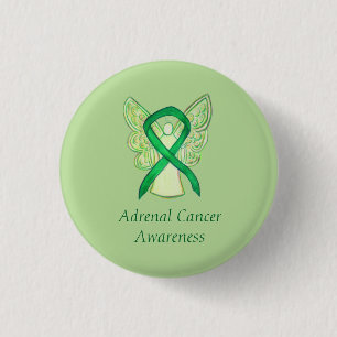 Adrenal Cancer Green Awareness Ribbon Angel Pin
