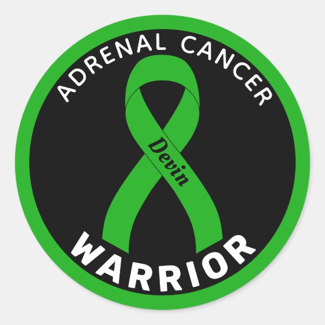 Adrenal Cancer Warrior Ribbon Black Round Sticker (Front)