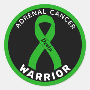 Adrenal Cancer Warrior Ribbon Black Round Sticker