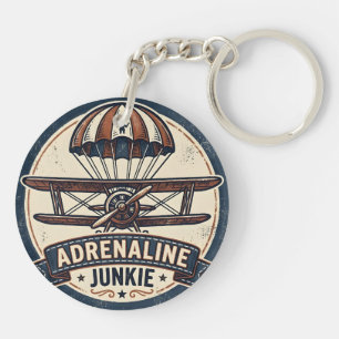 Adrenaline Junkie Vintage Skydiving Keychain