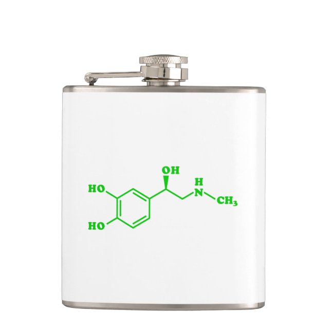 Adrenaline Molecular Chemical Formula Hip Flask (Front)