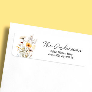 Adresse Baby Shower Bohème Fleur Sauvage Jaune