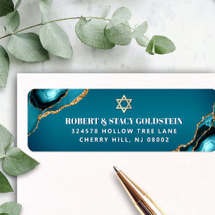 Adresse Bat Mitzvah Turquoise Ombré Agate Doré