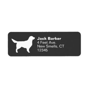 Adresse blanche de silhouette de chien de golden