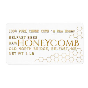 Adresse blanche Taille Honeycomb Étiquette Or