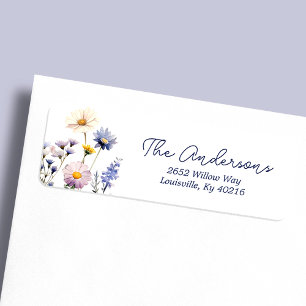Adresse de Baby Shower Bohème Fleur Sauvage Bleue
