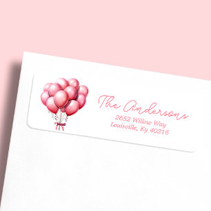Adresse de Baby Shower Fille Aquarelle Ballons Ros
