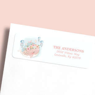 Adresse de Baby Shower Fille Méduse Baleine Rose