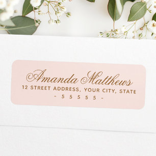 Adresse de calligraphie script rose poudré chic et