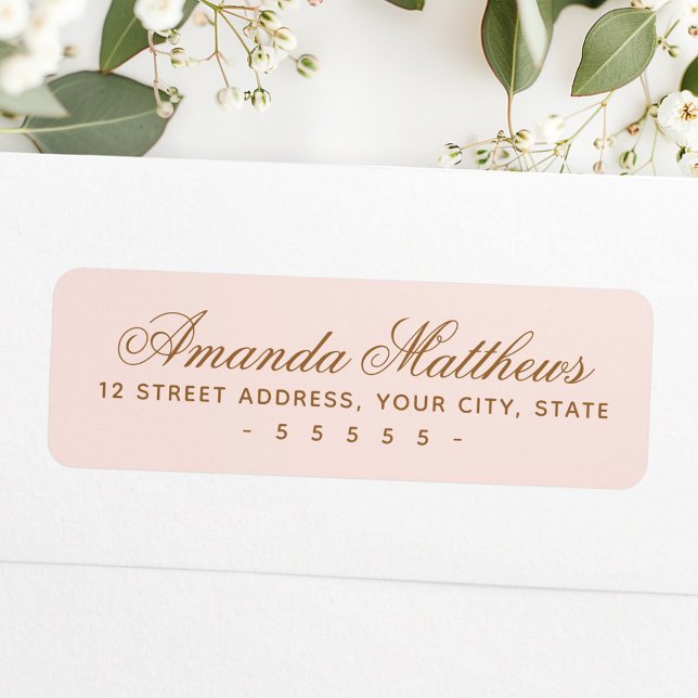Adresse de calligraphie script rose poudré chic et (Chic trendy blush pink calligraphy script address label)