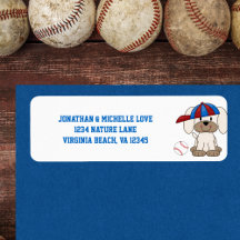 Adresse de chien de chien de baseball mignon