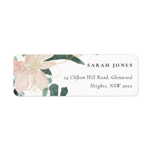ADRESSE DE COULEUR D'EAU DOUCE BLUSH GOLD FLORAL B