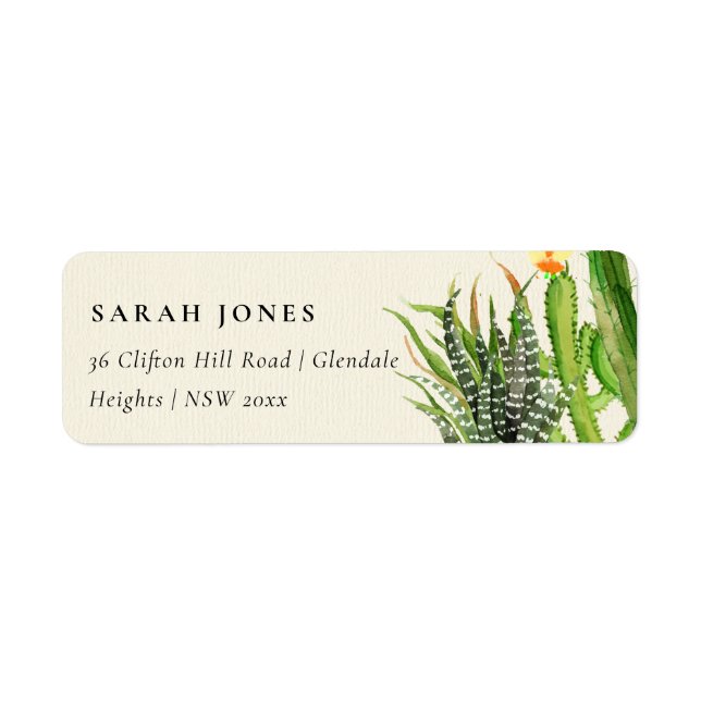 ADRESSE DE COULEUR D'EAU MODERNE CACTUS FLORAL GAR (Devant)