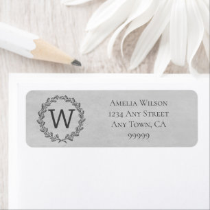 Adresse de couronne de monogramme gris