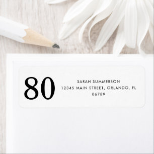 Adresse de fête d'anniversaire 80 ans Noir Blanc