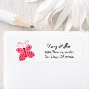 Adresse de fille papillon rose mignonne