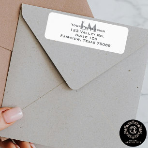 Adresse de la marque Monogramme Gris Taupe Moderne