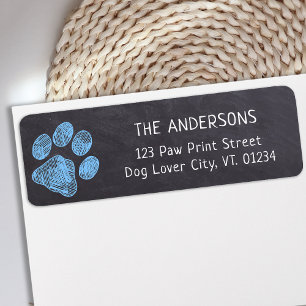 Adresse de l'Empreinte de patte bleu Chalkboard