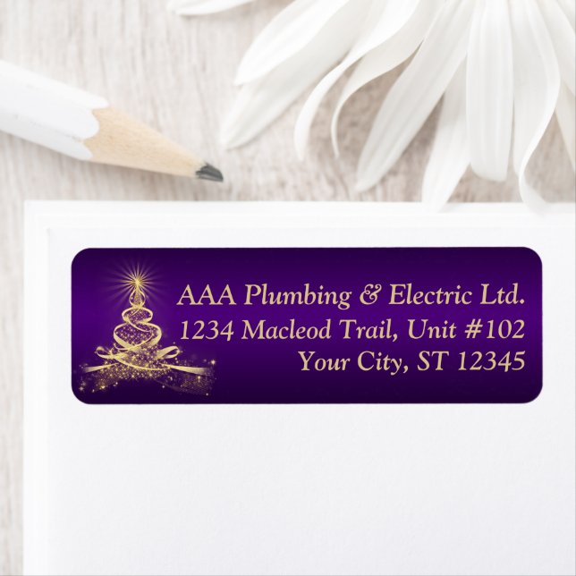 Adresse de l'entreprise Purple, Gold Lighted Tree (En situation)