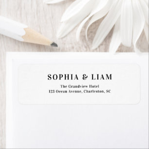 Adresse de mariage à scénario minimaliste noir et