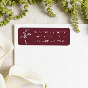 Adresse de mariage classique calla lily burgundy