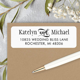 Adresse de mariage de couple lettrage main moderne