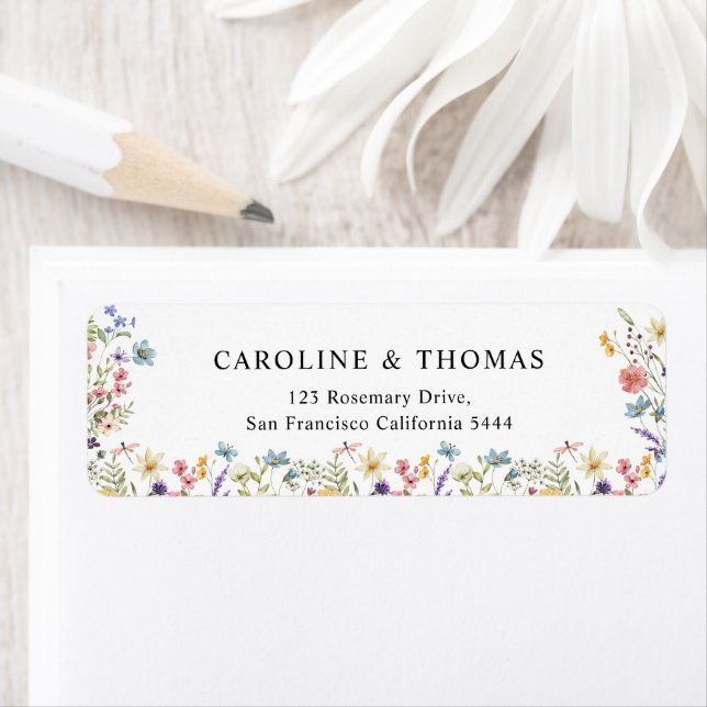 Adresse de mariage de fleurs sauvages élégantes (En situation)