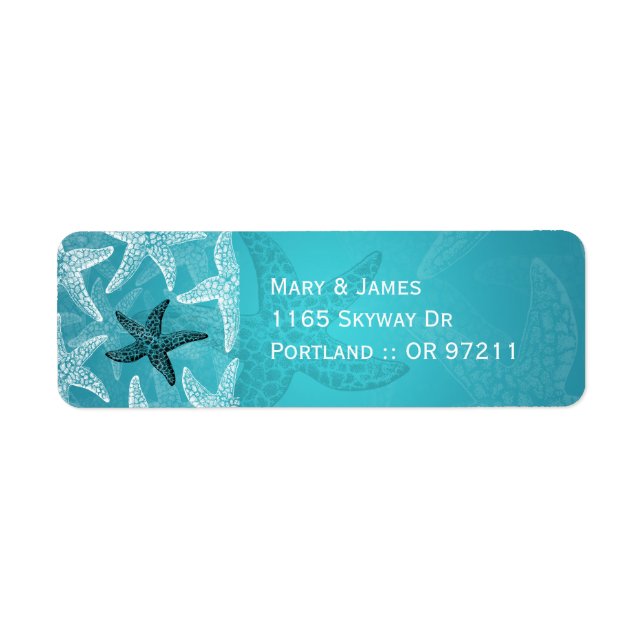 Adresse de mariage de plage Starfish Blue (Devant)