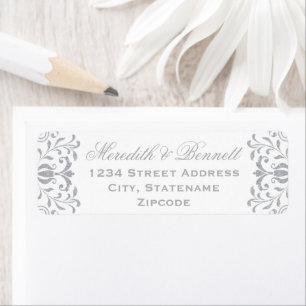 Adresse de Mariage Élégante Argentée Vintage Glamo