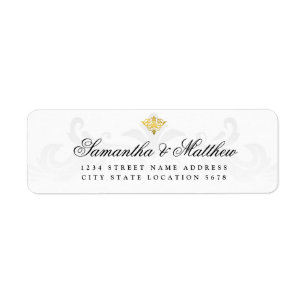 Adresse de mariage élégante vintage or motif damas