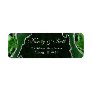 Adresse de mariage en agate fausse pailletée verte