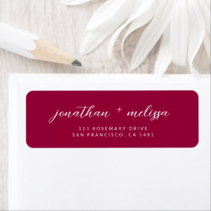 Adresse de mariage en écriture cursive rouge magen