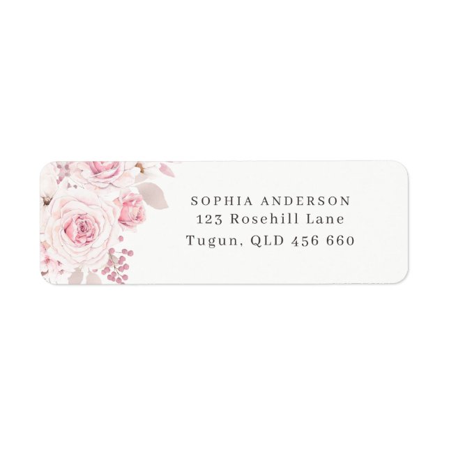 Adresse de mariage floral rose pâle de mariage de  (Devant)