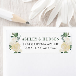 Adresse de mariage florale de verdure en or vert