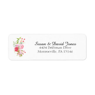 Adresse de mélange floral rose aquarelle