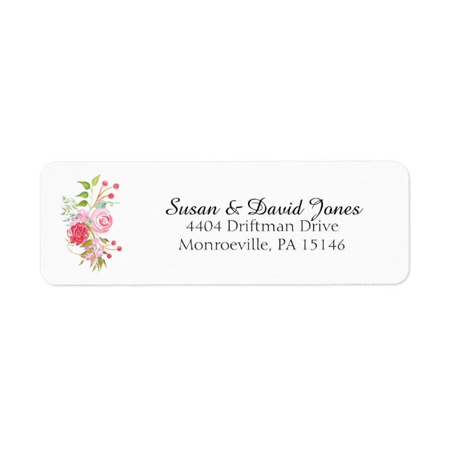 Adresse de mélange floral rose aquarelle (Devant)