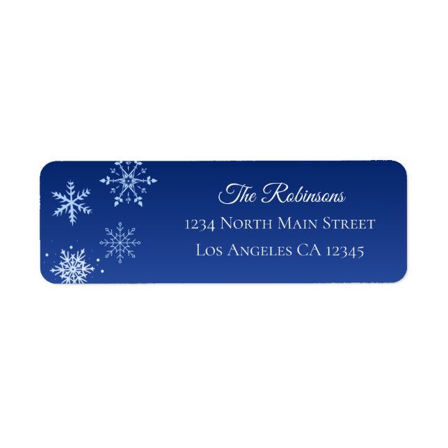 Adresse de Noël Moderne Flocon de Neige Bleu (Devant)
