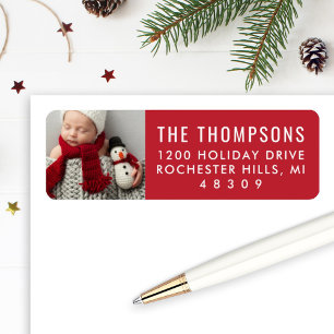 Adresse de photo de Noël personnalisée rouge moder