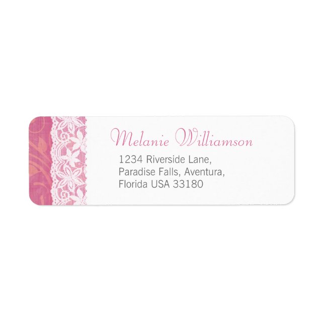 Adresse de réponse du mariage rose et blanc (Devant)