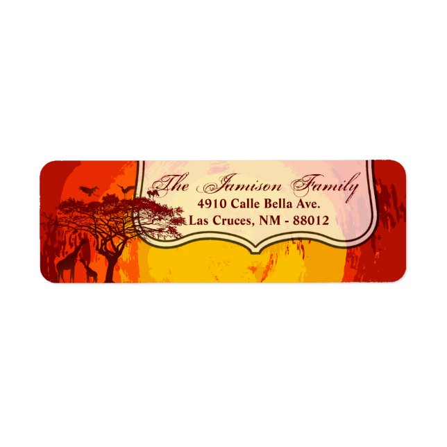 Adresse de retour .75"x2.25" Label African Safari  (Devant)