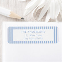 Adresse de Retour à Rayures Bleues Minimaliste Mod