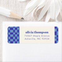 Adresse de retour Abstraite Checkerboard Blue Show
