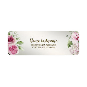 Adresse de retour Aquarelle rose Floral Bronze bri