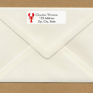 Adresse de retour blanc de homard rouge