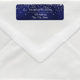 Adresse de retour bleu marine argent